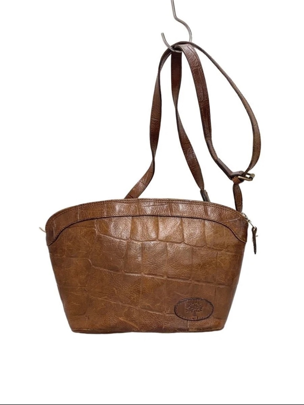 Mulberry Brown Croc-Embossed Leather Shoulder Bag